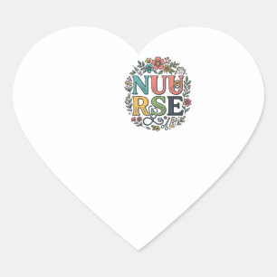 Sticker Cœur Conception de chemise d'infirmière florale Art méd