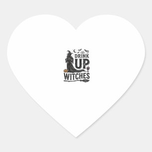 Sticker Cœur Conception de chemise Halloween sorcières buvez vi