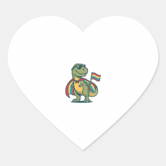 Sticker Cœur Conception de chemise vectorielle de dinosaure de (Devant)