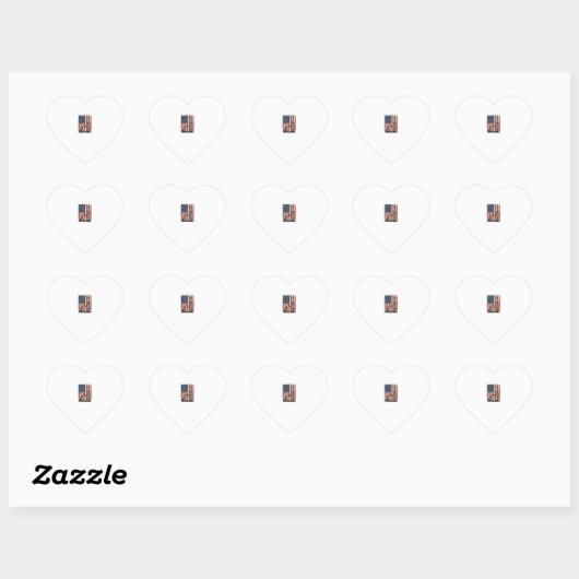 Sticker Cœur Conception de chemise vectorielle du drapeau améri (Feuille)