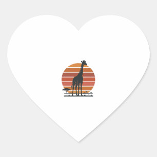 Sticker Cœur Conception de chemise vectorielle Safari Coucher d