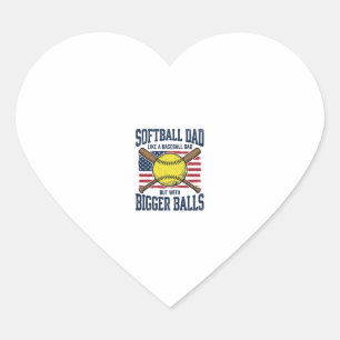 Sticker Cœur Conception de chemise Vintage Softball Dad Bigger