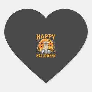 Sticker Cœur Conception de chien effrayant Halloween Pug heureu