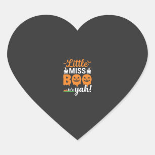 Sticker Cœur Conception de citrouille Halloween Little Miss Boo