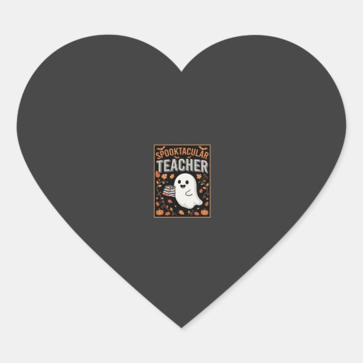 Sticker Cœur Conception de fantôme d'Halloween de professeur fa (Devant)