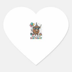 Sticker Cœur Conception de fête d'anniversaire drôle de vache d