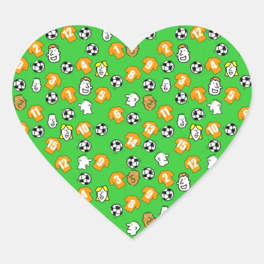 Sticker Cœur Conception de football avec chemises en or (Devant)