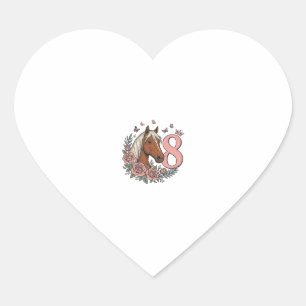 Sticker Cœur Conception de gravure vintage florale pour le 8e a