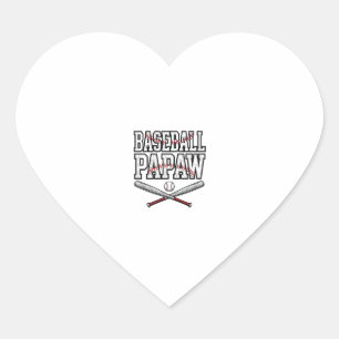 Sticker Cœur Conception de gravure vintage Papaw baseball_1