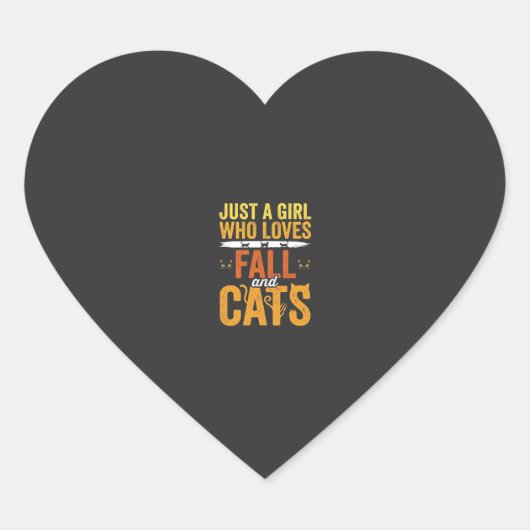 Sticker Cœur Conception de la fête des chats d'automne Hallowee (Devant)