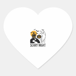 Sticker Cœur Conception de maison hantée Halloween de nuit effr
