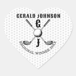 Sticker Cœur Conception de monogramme de golf minimaliste éléga