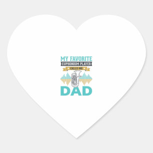 Sticker Cœur Conception de musique vintage de papa euphonium dr