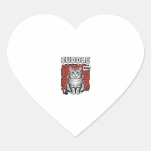 Sticker Cœur Conception de T-shirt de chat vintage Cuddle King_