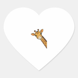Sticker Cœur Conception de T-shirt de girafe qui regarde discrè