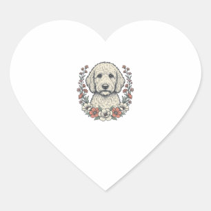 Sticker Cœur Conception de T-Shirt de portrait de chien frisé f