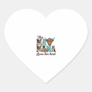 Sticker Cœur Conception de t-shirt de vache des Highlands Maman