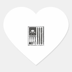 Sticker Cœur Conception de T-shirt Ustensiles de Cuisine Drapea