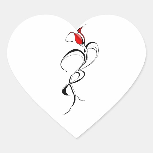 Sticker Cœur Conception de tatouage Tribal Rose Rouge (Devant)