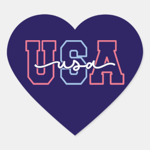 Sticker Cœur Conception de texte États-Unis 4 juillet-62118