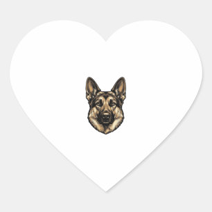 Sticker Cœur Conception de vecteur de chien berger de gravure v
