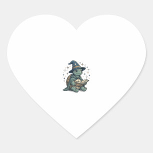 Sticker Cœur Conception de vecteur de magicien de tortue mignon