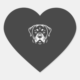 Sticker Cœur Conception de visage de Rottweiler minimaliste � A