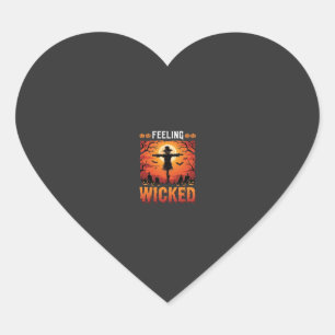 Sticker Cœur Conception d'épouvantail d'Halloween qui fait mal_