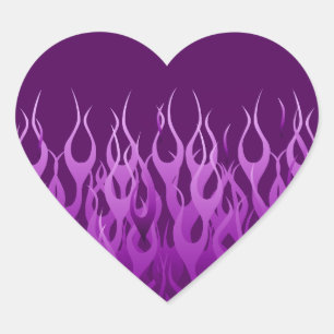 Sticker Cœur Conception des flammes de course violet Cool