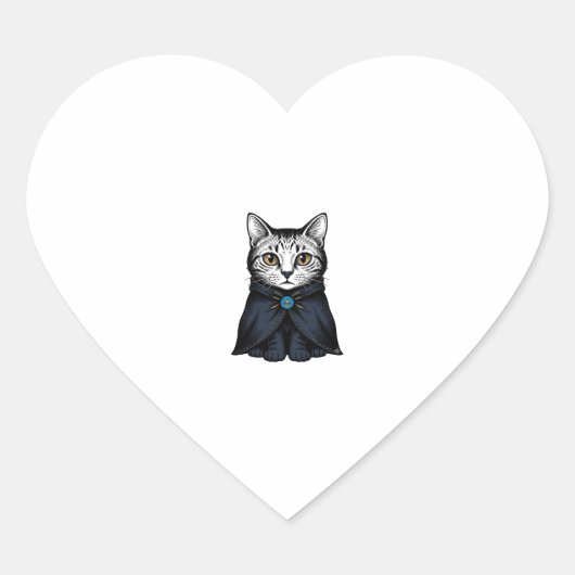 Sticker Cœur Conception d'illustration de portrait de chat de g (Devant)