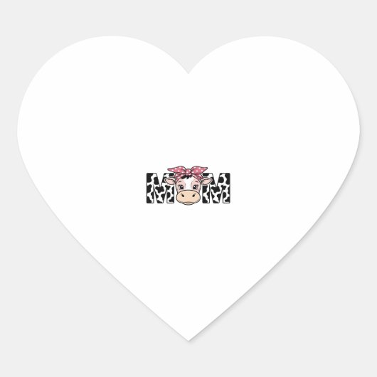Sticker Cœur Conception graphique de maman vache mignonne arc_1 (Devant)