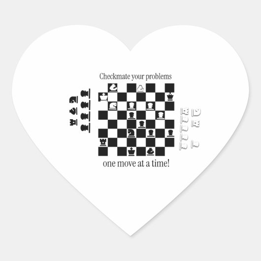 Sticker Cœur Conception Inspirée des Échecs Classiques (Devant)