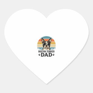 Sticker Cœur Conception Papa Boston Terrier Amant de Chien Vint