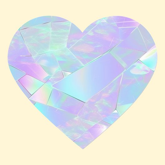 Sticker Cœur Conception turquoise et violette Iridescente