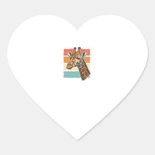 Sticker Cœur Conception vectorielle de tête de girafe rétro vin (Devant)
