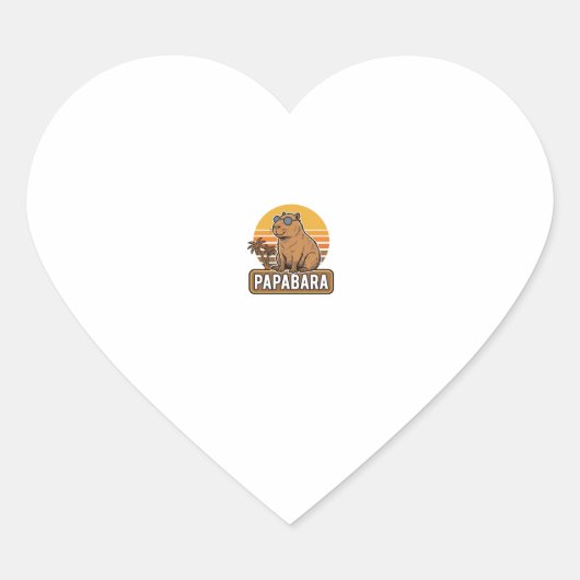 Sticker Cœur Conception vectorielle papa capybara rétro PAPABAR (Devant)