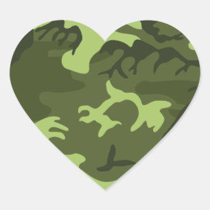 Sticker Cœur Conception verte de camouflage d'armée