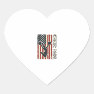 Sticker Cœur Conception vintage de cheer Papa USA Drapeau_1