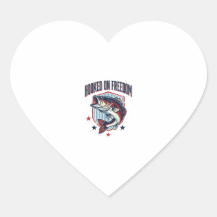 Sticker Cœur Conçu pour la liberté Chemise de pêche à la basse