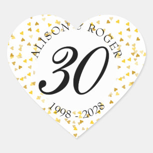 Sticker Cœur Confettis de coeurs dorés pour tout anniversaire