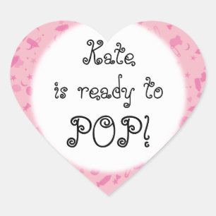 Sticker Cœur Confettis Rose Bébé Prêt à éclater ! Baby Shower