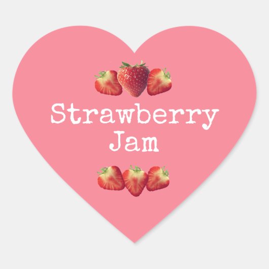 Sticker Cœur Confiture de fraises maison rustique rose (Devant)