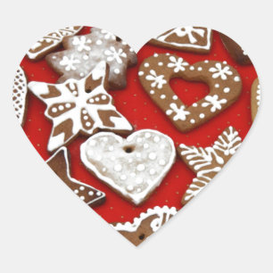 Sticker Cœur Cookies en pain d'épice de Noël