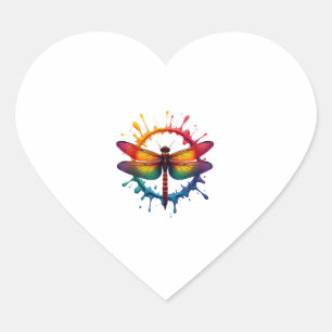 Sticker Cœur Cool Graphic Tie Dye Lunettes de soleil Dragonfly 