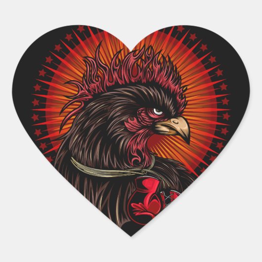 Sticker Cœur Coq de boîte (Devant)