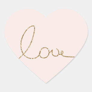 Sticker Cœur Coquille Rose Blush Love Pailletée Or