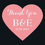 Sticker Cœur Coral coeur en forme de mariage faveur merci stick<br><div class="desc">Un coeur de corail en forme de mariage faveur merci autocollants. Corail rose et blanc ou couleur arrière - plan personnalisée. Élégante typographie de script. Utilisez comme enveloppes romantiques sceaux / scellants ou comme étiquette de mariage monogrammé pour remercier les invités. Forme de symbole d'amour mignonne avec texte élégant. Aussi...</div>