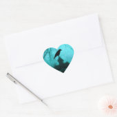 Sticker Cœur Corbeau bleu nuit (Enveloppe)