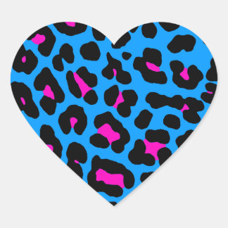 Sticker Cœur Corey Tiger 80s Leopard Spots (Bleu)