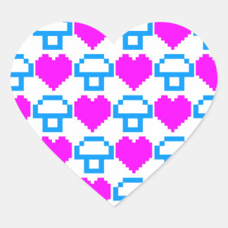 Sticker Cœur Corey Tiger Champignons Cœurs 8 bits 80s